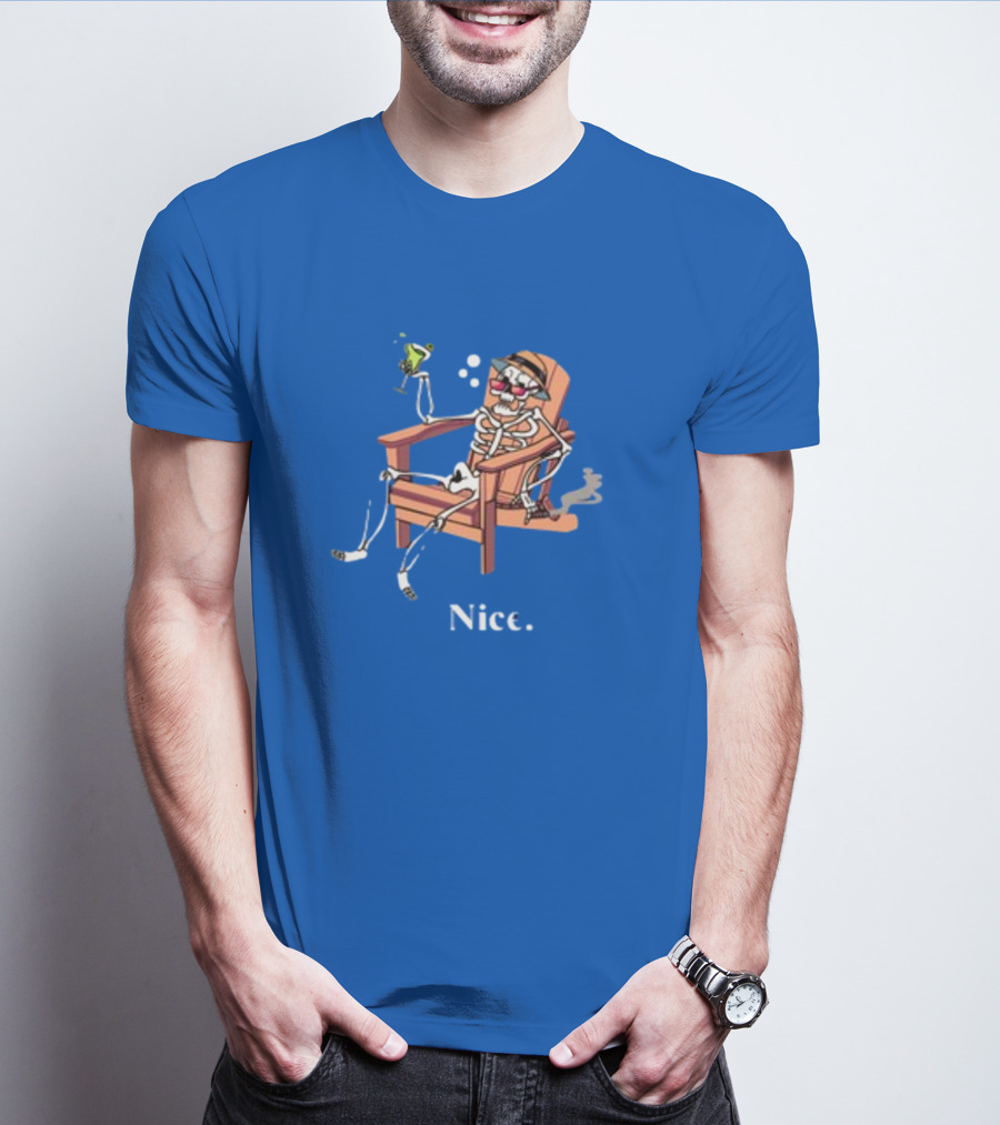 Ted Nivison Nice Skeleton In Beach Chair With Drink T-Shirt