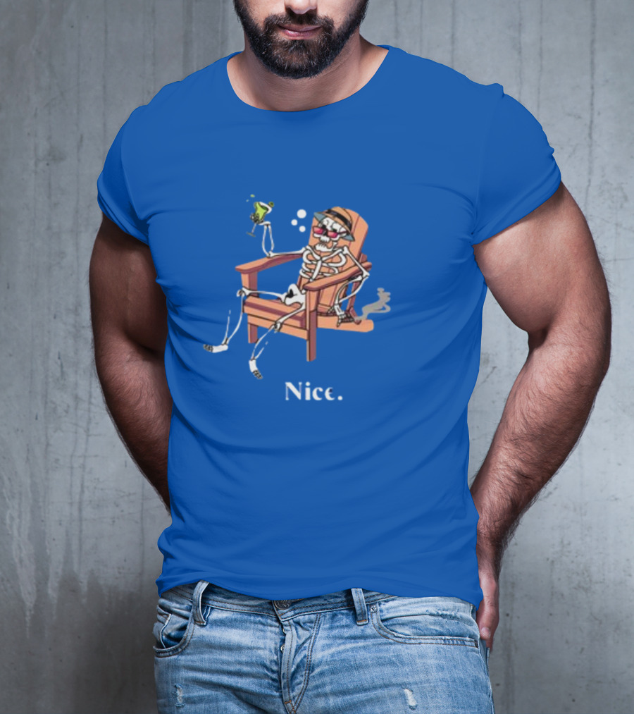 Ted Nivison Nice Skeleton In Beach Chair With Drink T-Shirt