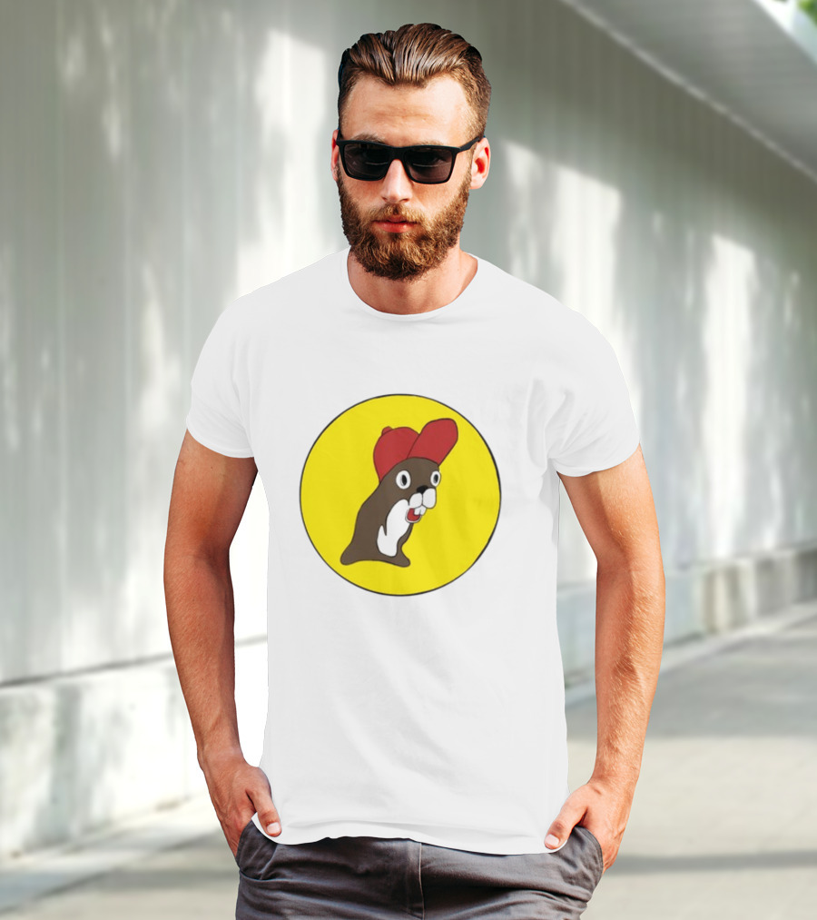 Baby Genius Beaver Red Cap Yellow Circle Buc-ee's Cup T-Shirt
