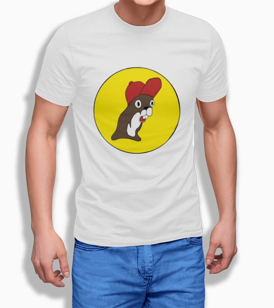 Baby Genius Beaver Red Cap Yellow Circle Buc-ee's Cup T-Shirt