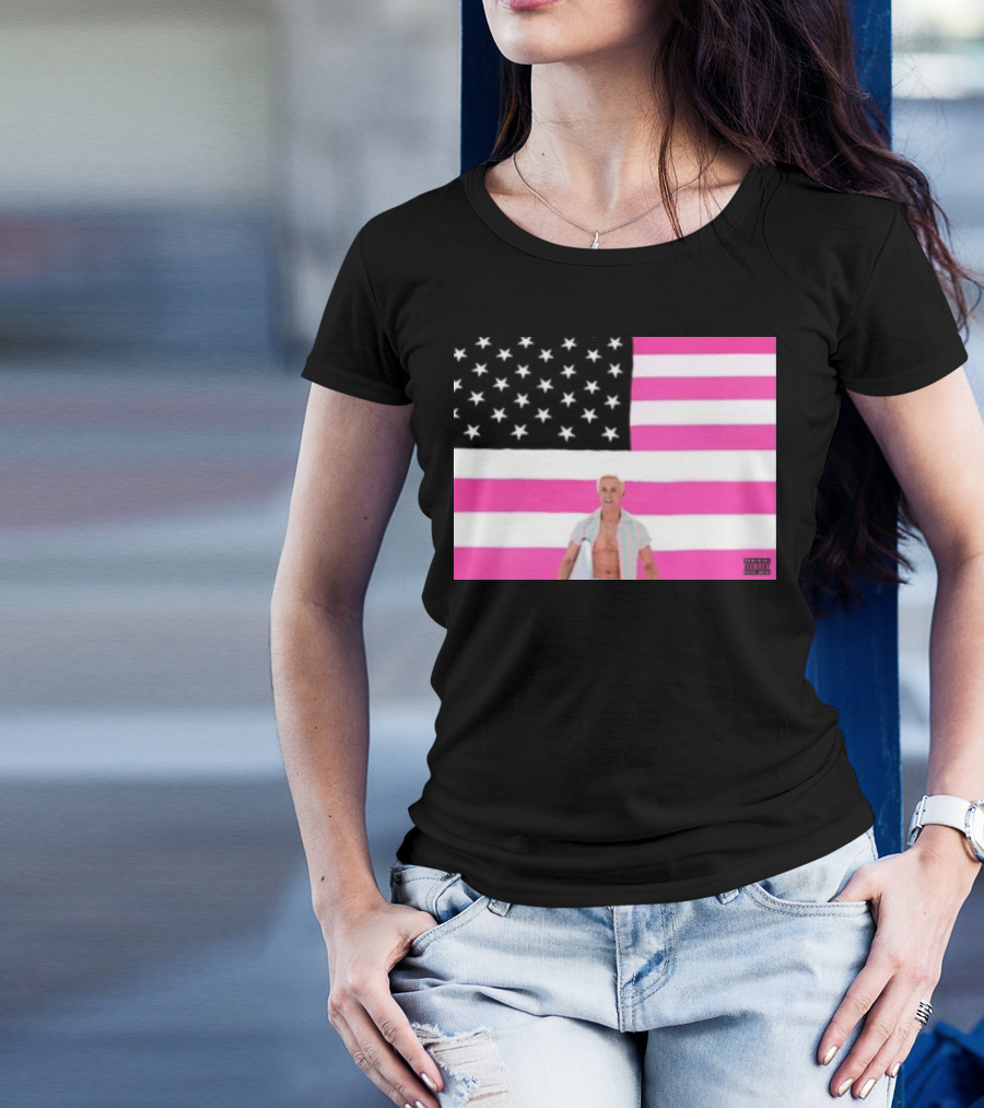 Ryan Gosling Pink Ish Tape American Flag Stars Explicit Content T-Shirt
