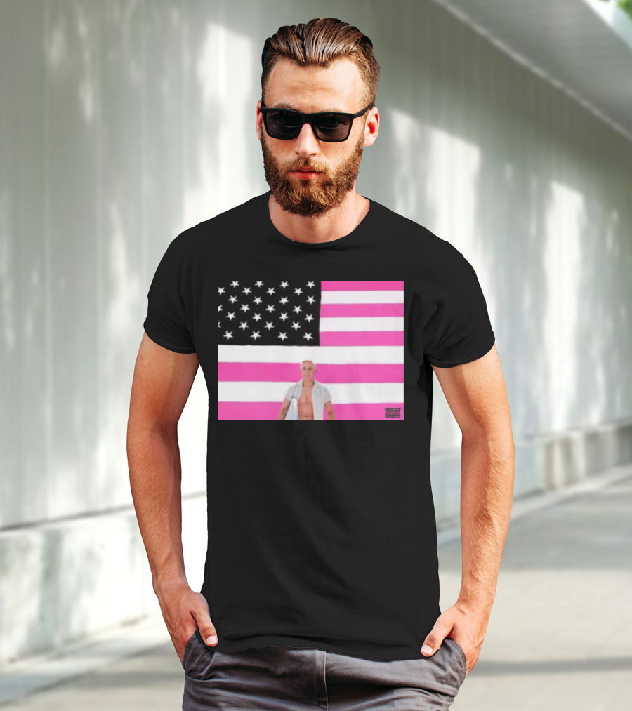 Ryan Gosling Pink Ish Tape American Flag Stars Explicit Content T-Shirt