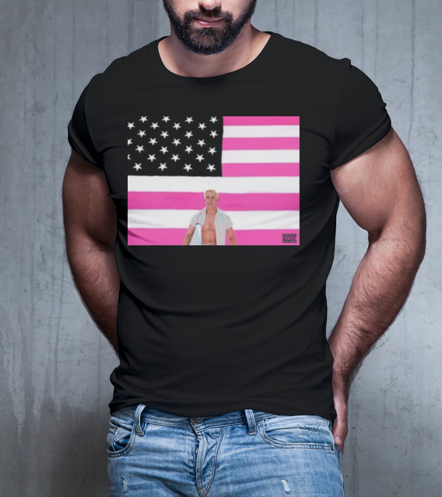 Ryan Gosling Pink Ish Tape American Flag Stars Explicit Content T-Shirt