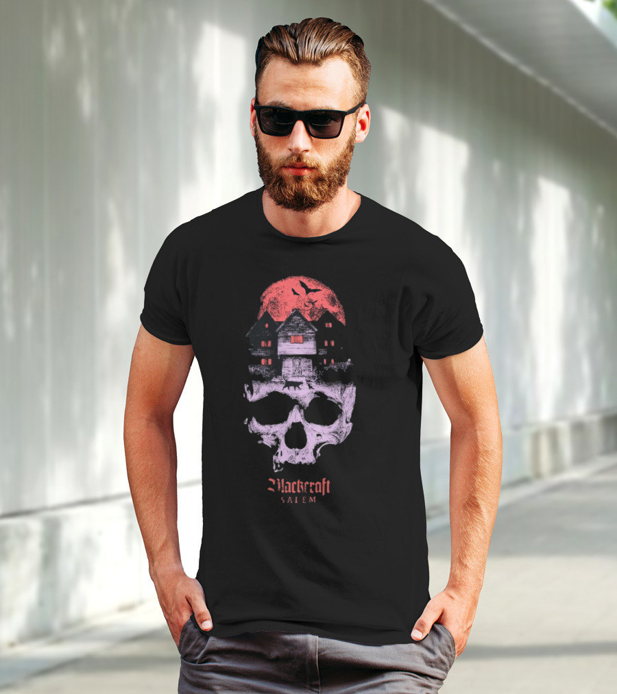Blackcraft Salem Witch House Skull Moon Ravens T-Shirt