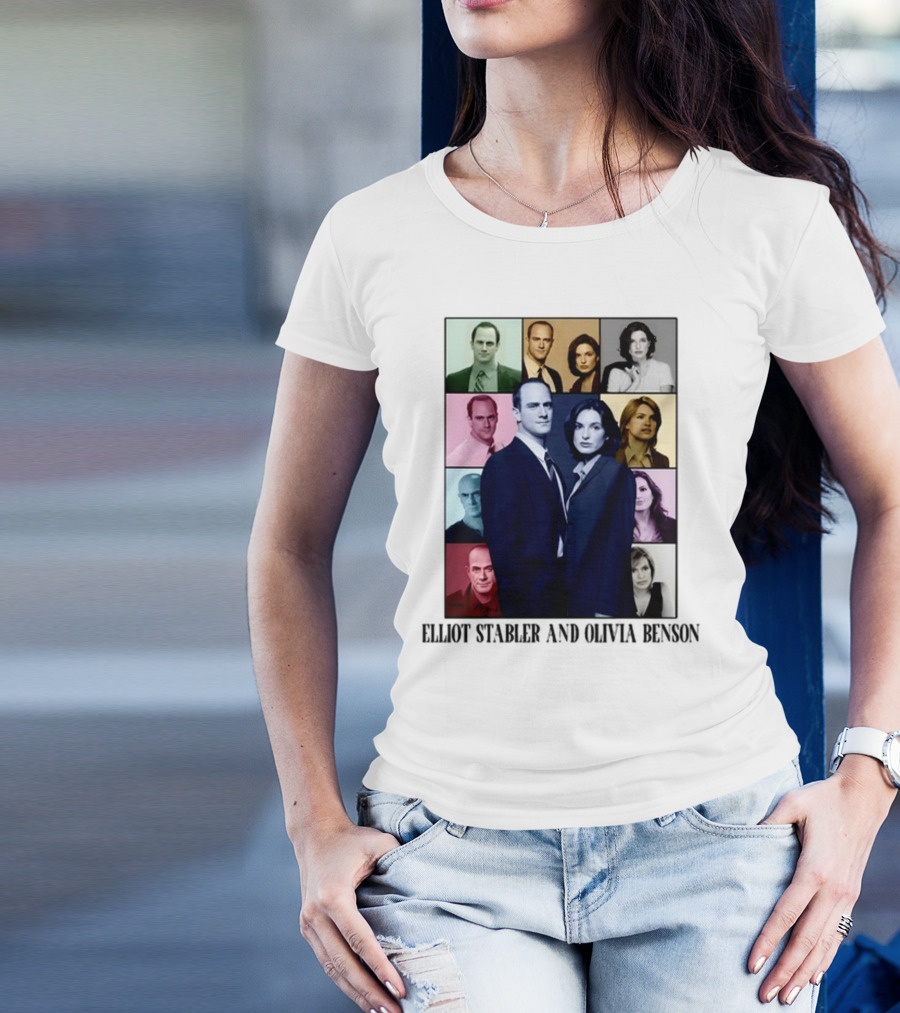Elliot Stabler And Olivia Benson Collage Eras T-Shirt