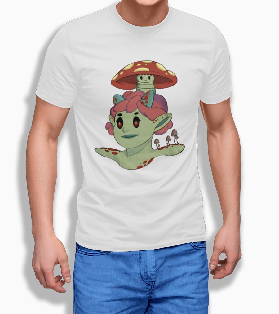 Mushroom Troll Fantasy Character With Toadstool Hat And Colorful Hair T-Shirt