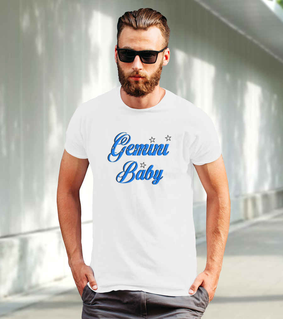 Beabadoobee Gemini Baby Blue Script With Stars T-Shirt