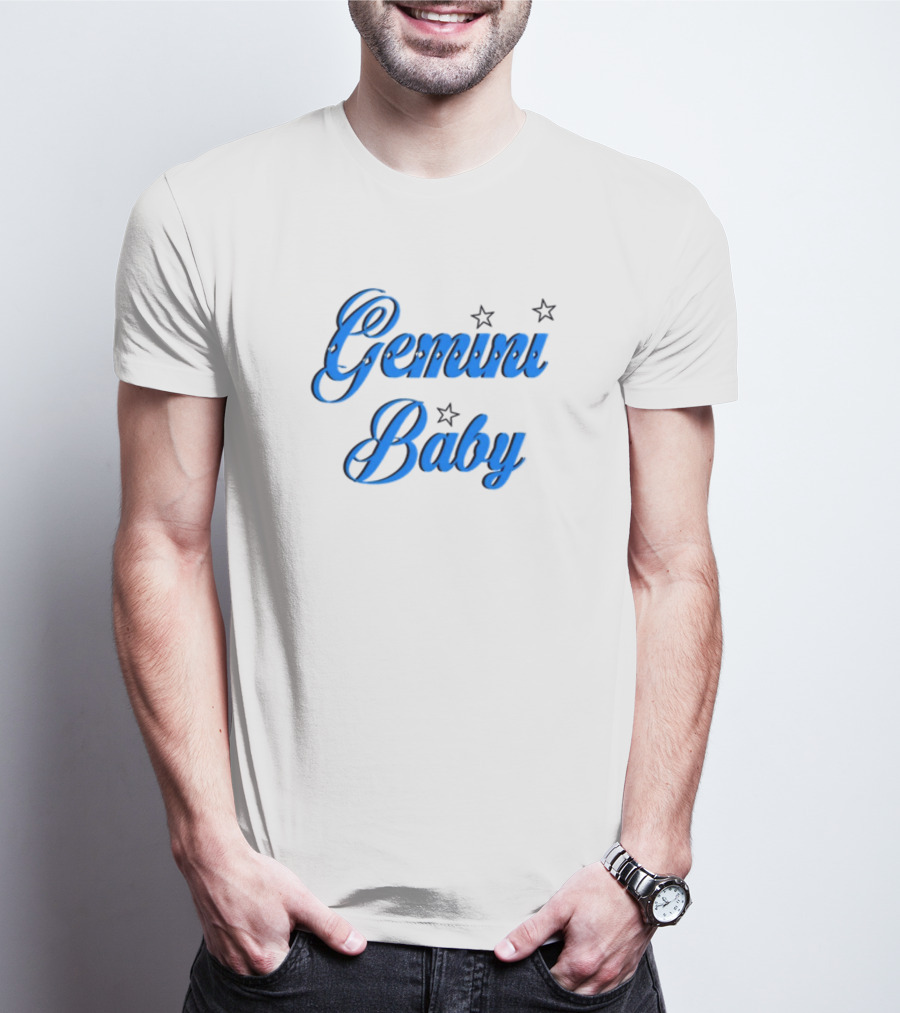 Beabadoobee Gemini Baby Blue Script With Stars T-Shirt