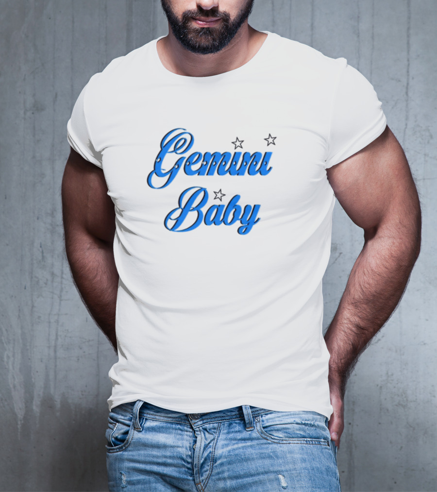 Beabadoobee Gemini Baby Blue Script With Stars T-Shirt