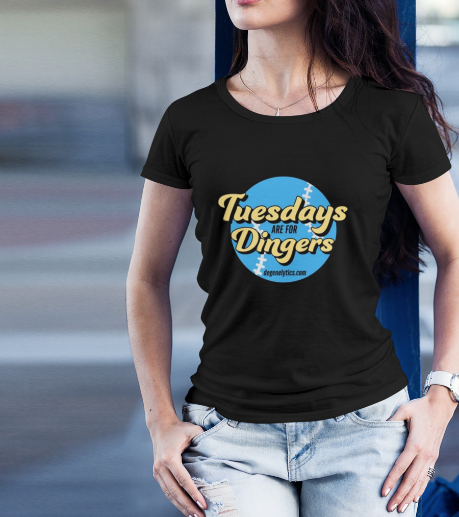 Tuesdays Are For Dingers Degeneltyics.com Football Stitch T-Shirt