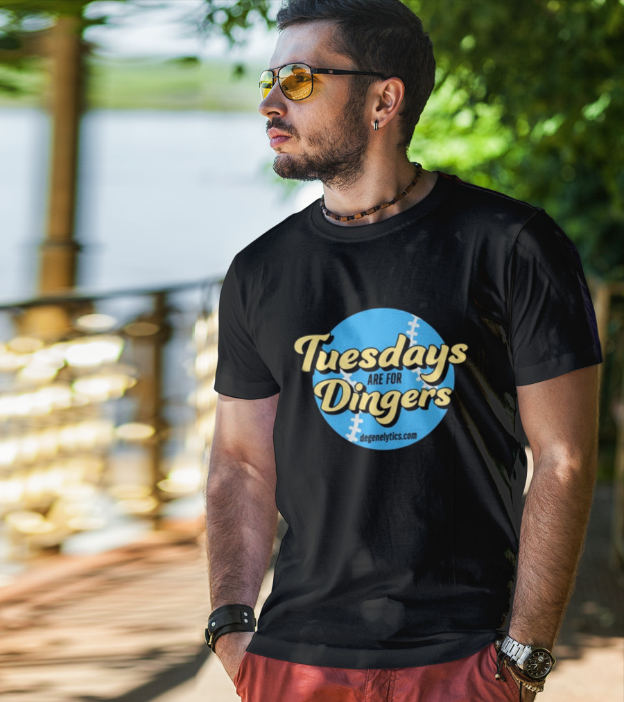 Tuesdays Are For Dingers Degeneltyics.com Football Stitch T-Shirt