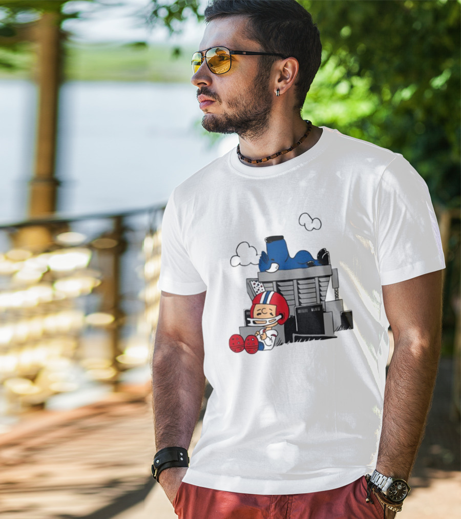 Waiting The Season Football Player Snoozing On Bleachers T-Shirt