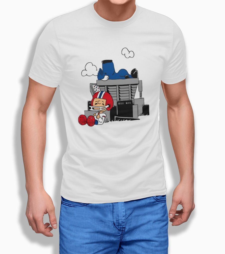 Waiting The Season Football Player Snoozing On Bleachers T-Shirt