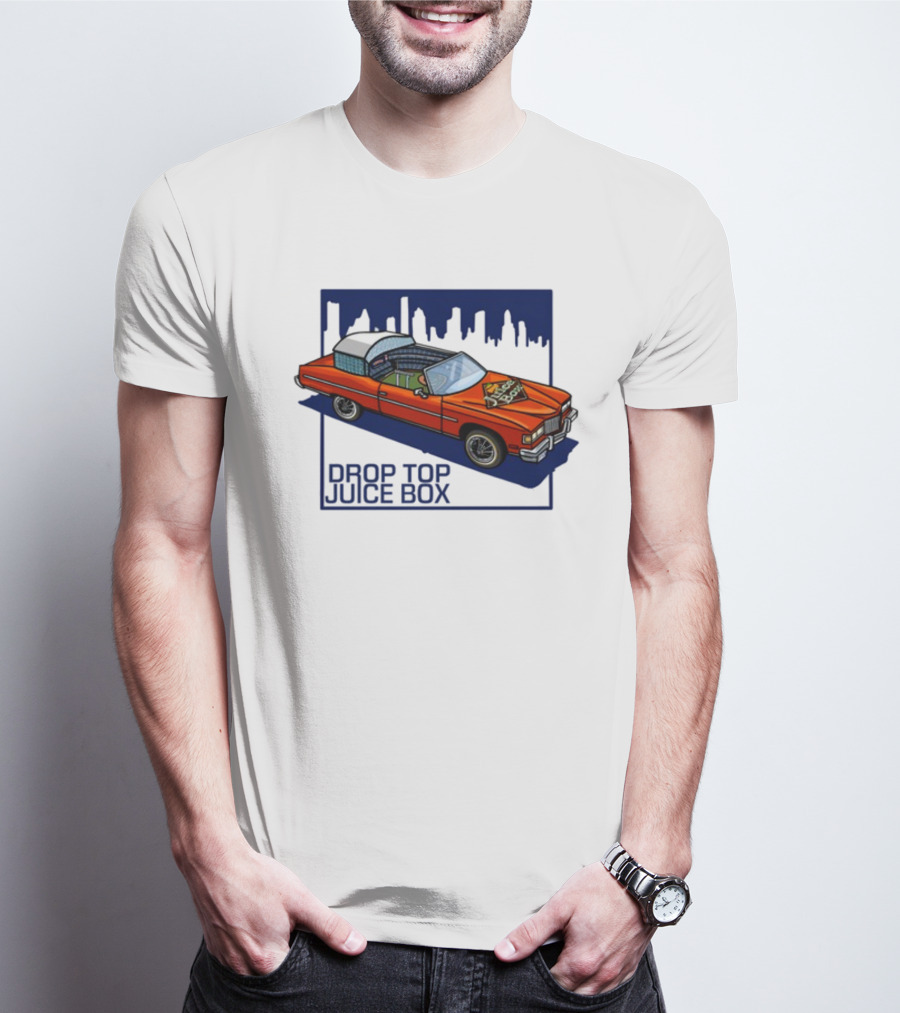 Droptop Juicebox Convertible With City Skyline In Background T-Shirt