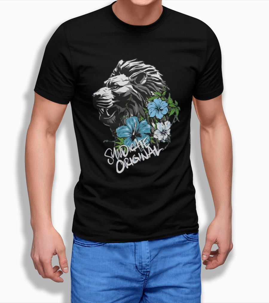 Syndicate Original Lion With Blue Flowers T-Shirt