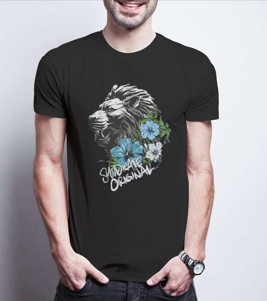 Syndicate Original Lion With Blue Flowers T-Shirt