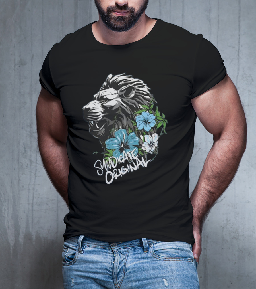 Syndicate Original Lion With Blue Flowers T-Shirt