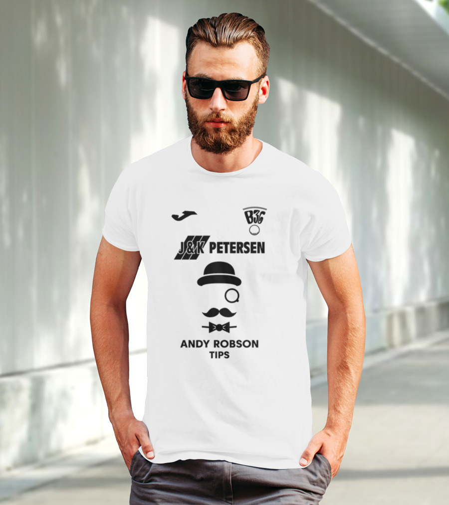 B36 J&K Petersen Andy Robson Tips Bowler Hat Mustache Monocle T-Shirt