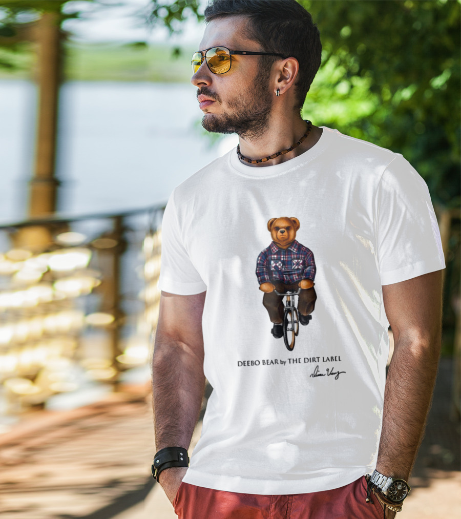 Deebo Bear Biking Plaid Style By The Dirt Label T-Shirt