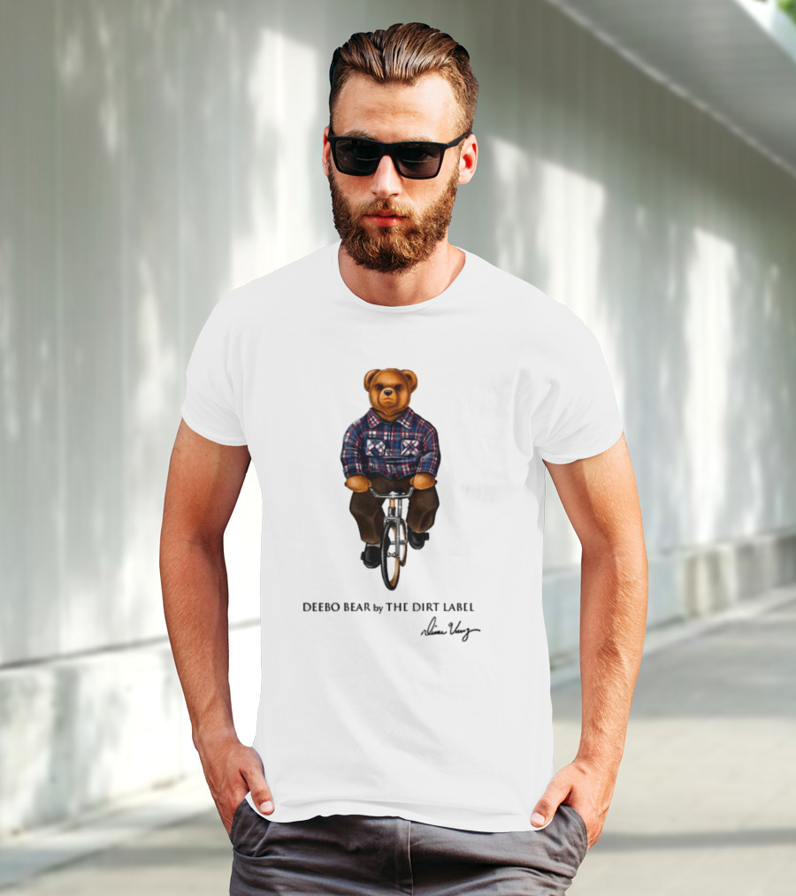Deebo Bear Biking Plaid Style By The Dirt Label T-Shirt