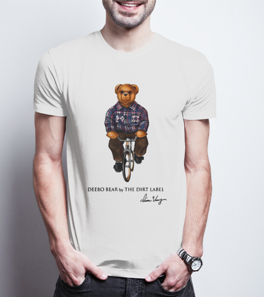 Deebo Bear Biking Plaid Style By The Dirt Label T-Shirt