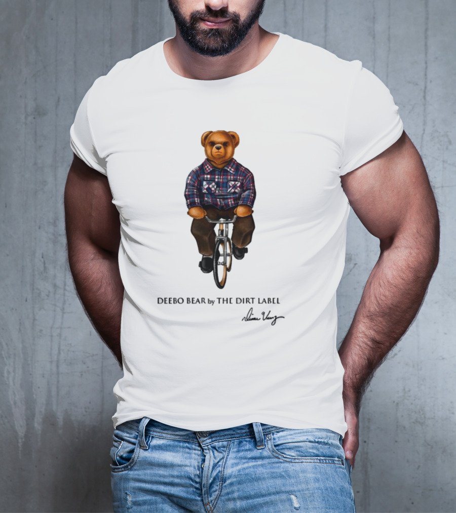 Deebo Bear Biking Plaid Style By The Dirt Label T-Shirt