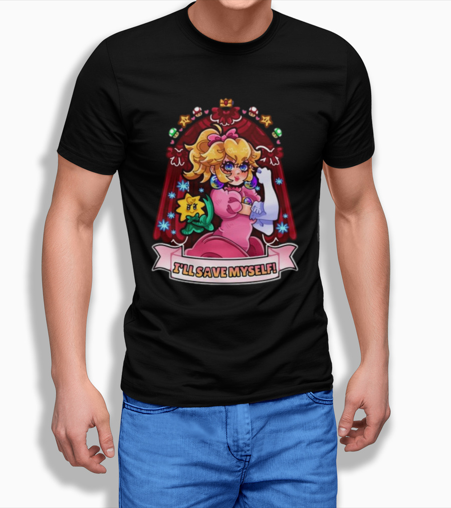 Jamealipuff I'll Save Myself Princess Parody With Flowers And Stars T-Shirt