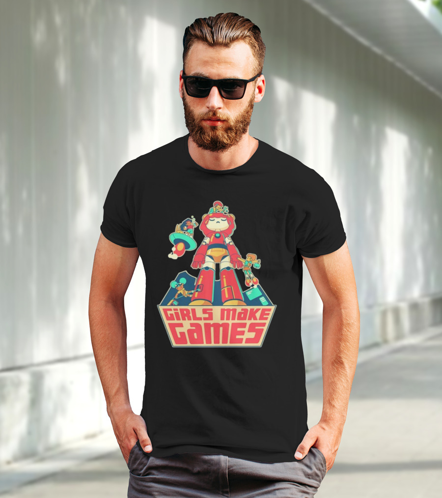 Castpixel Girls Make Games Robot Adventure Scene T-Shirt