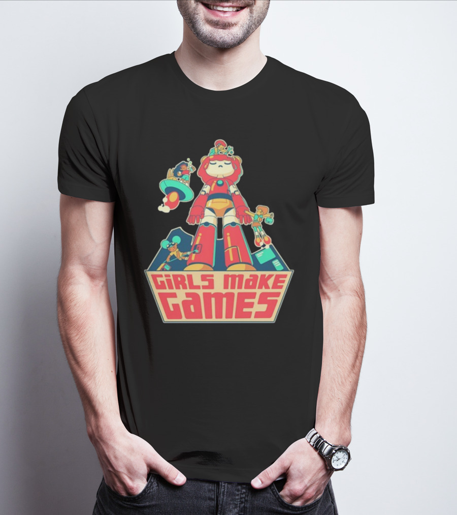 Castpixel Girls Make Games Robot Adventure Scene T-Shirt