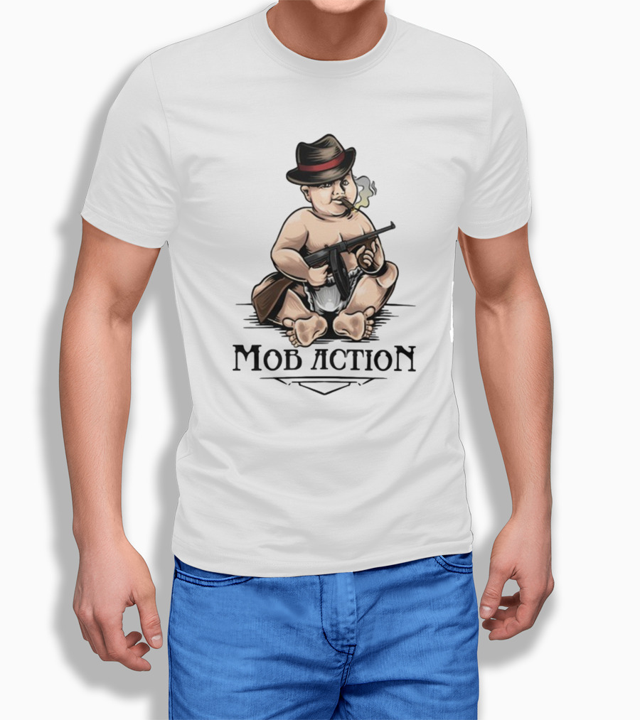 Jackass Baby Capone Mob Action Cigarette Fedora Gun T-Shirt