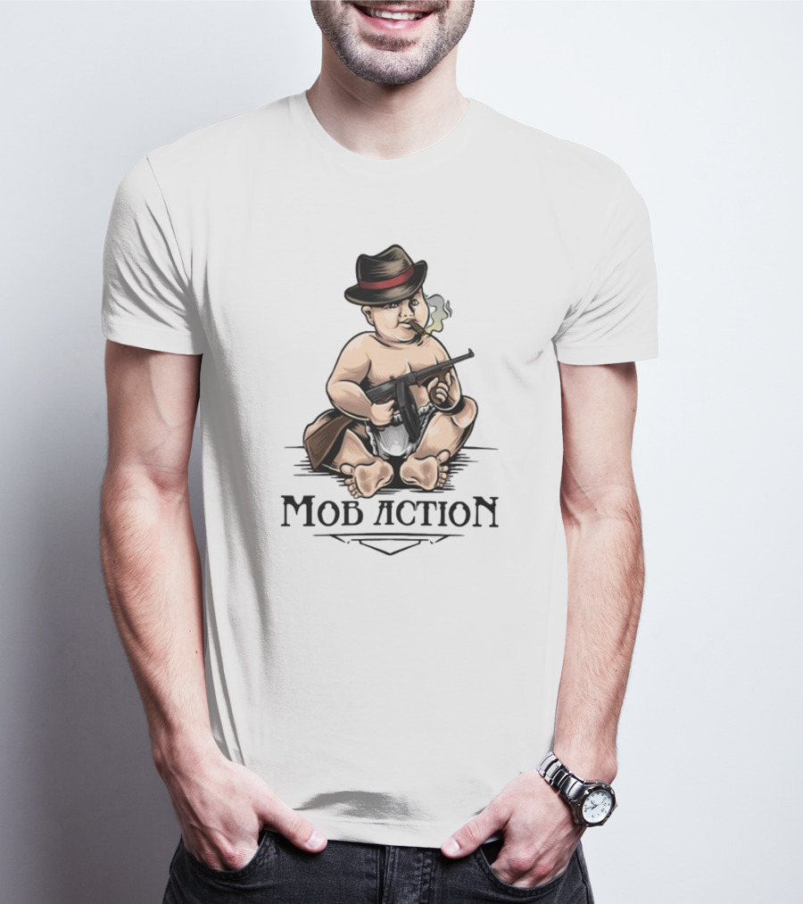 Jackass Baby Capone Mob Action Cigarette Fedora Gun T-Shirt