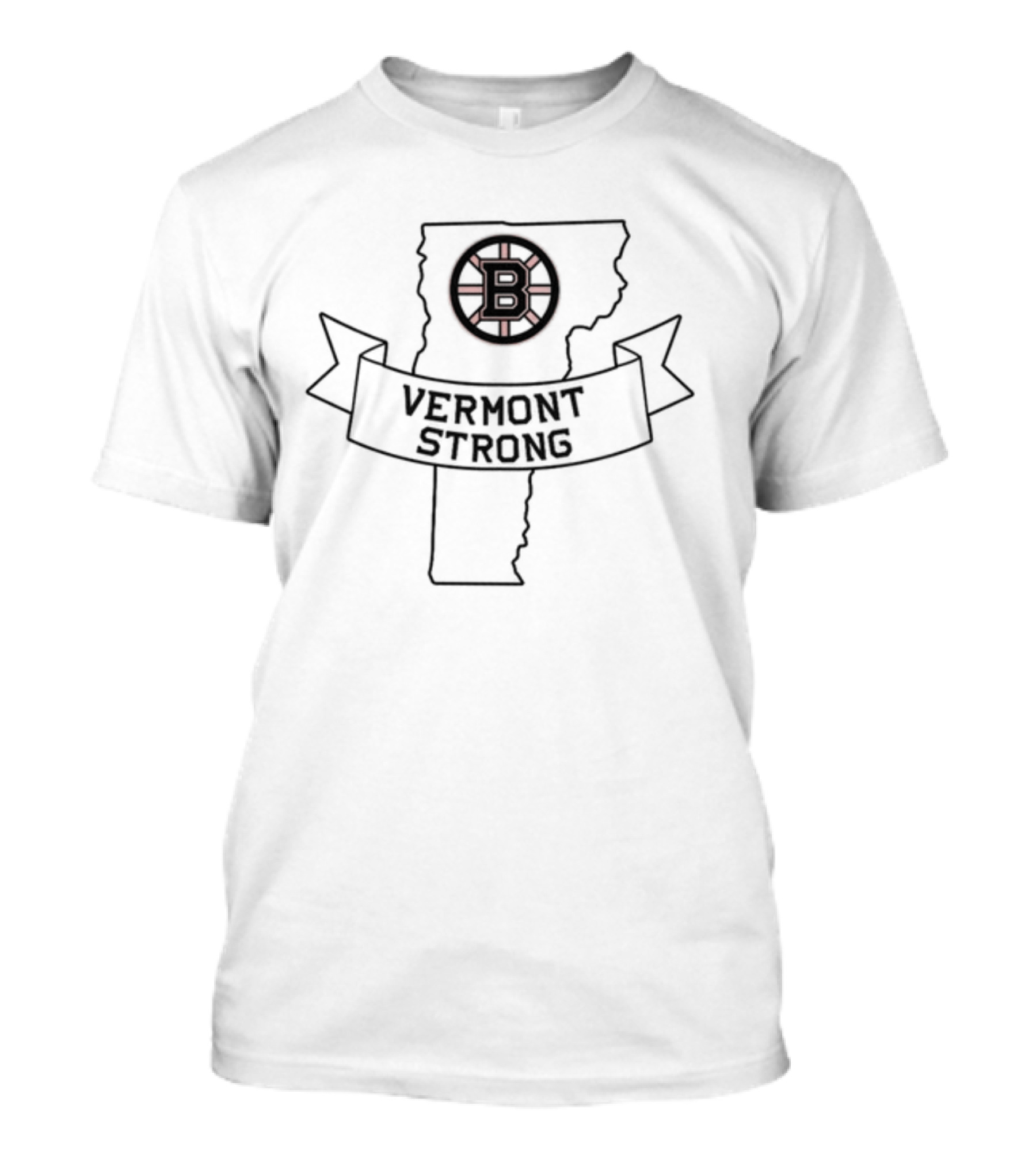 Boston Bruins Vermont Strong Logo On State Outline T-Shirt