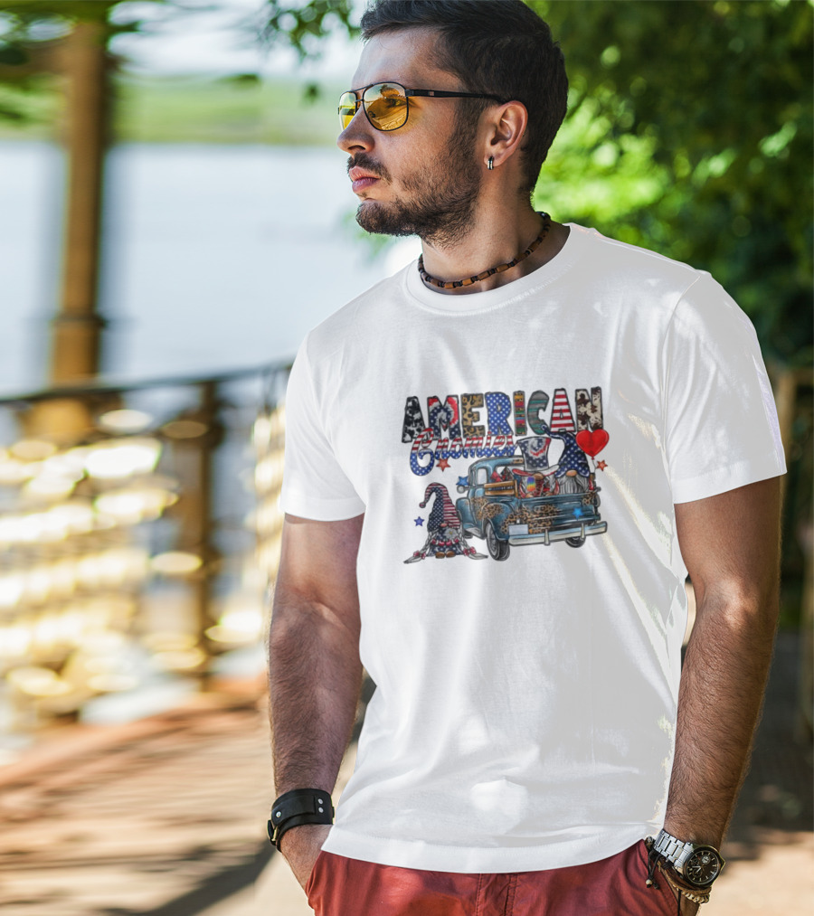 American Gnomies Truck With Patriotic Gnome Patterns And Stars T-Shirt