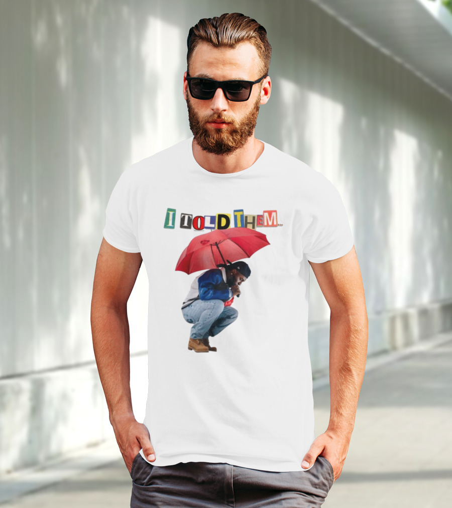 I Told Them Burna Boy Red Umbrella Crouching Pose T-Shirt