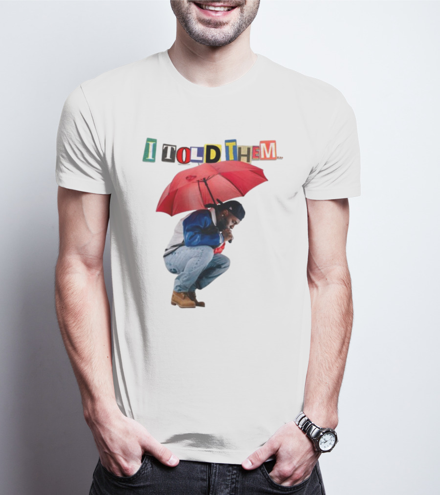 I Told Them Burna Boy Red Umbrella Crouching Pose T-Shirt