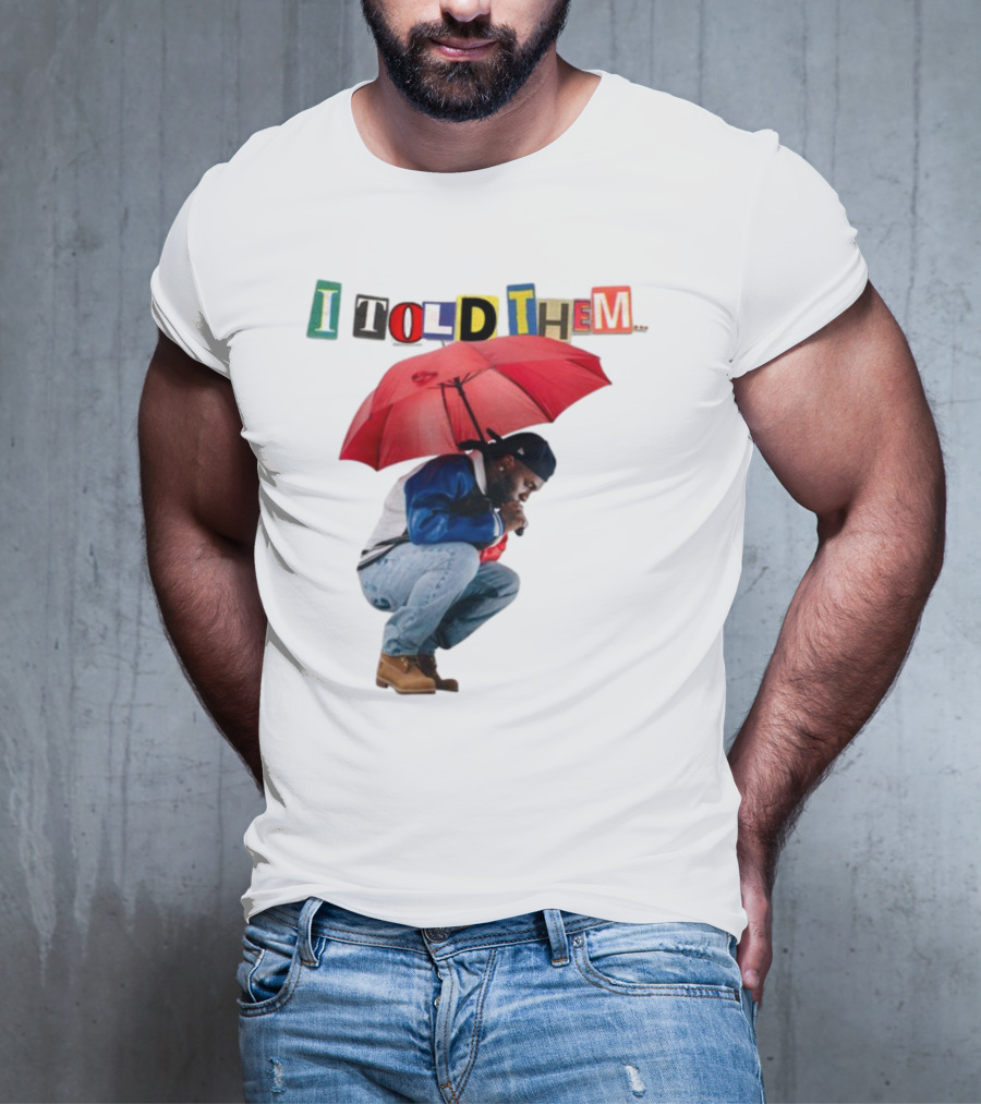 I Told Them Burna Boy Red Umbrella Crouching Pose T-Shirt