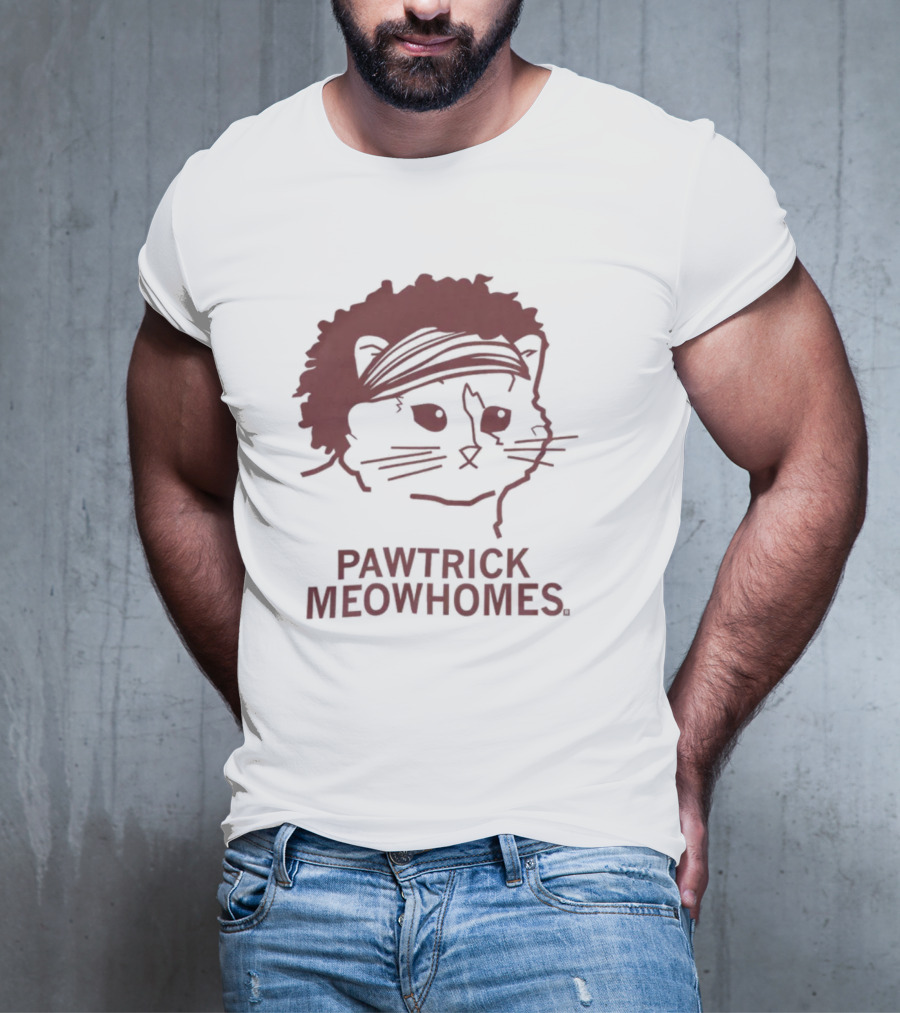 Pawtrick Meowhomes Cat With Headband And Afro T-Shirt