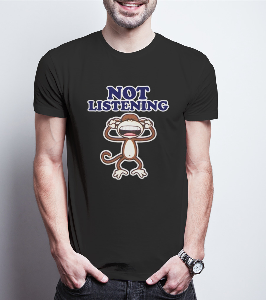 Bobbyjack Not Listening Monkey Covering Ears T-Shirt