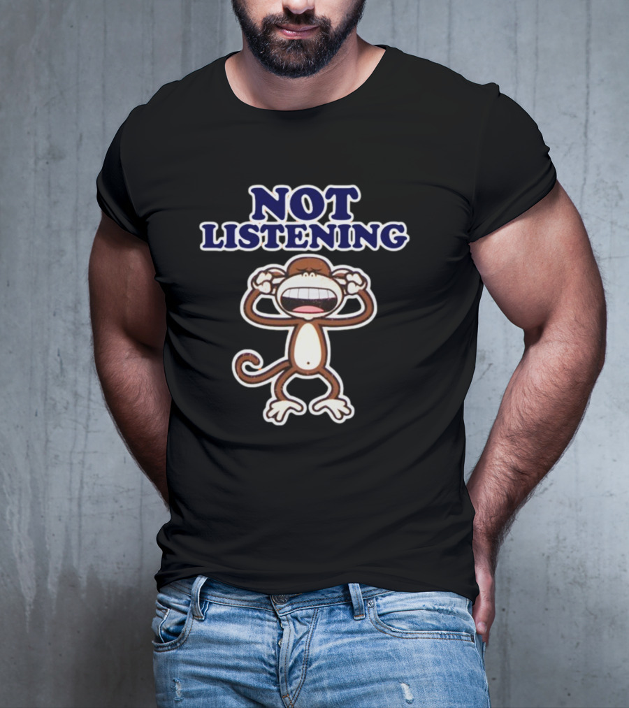Bobbyjack Not Listening Monkey Covering Ears T-Shirt