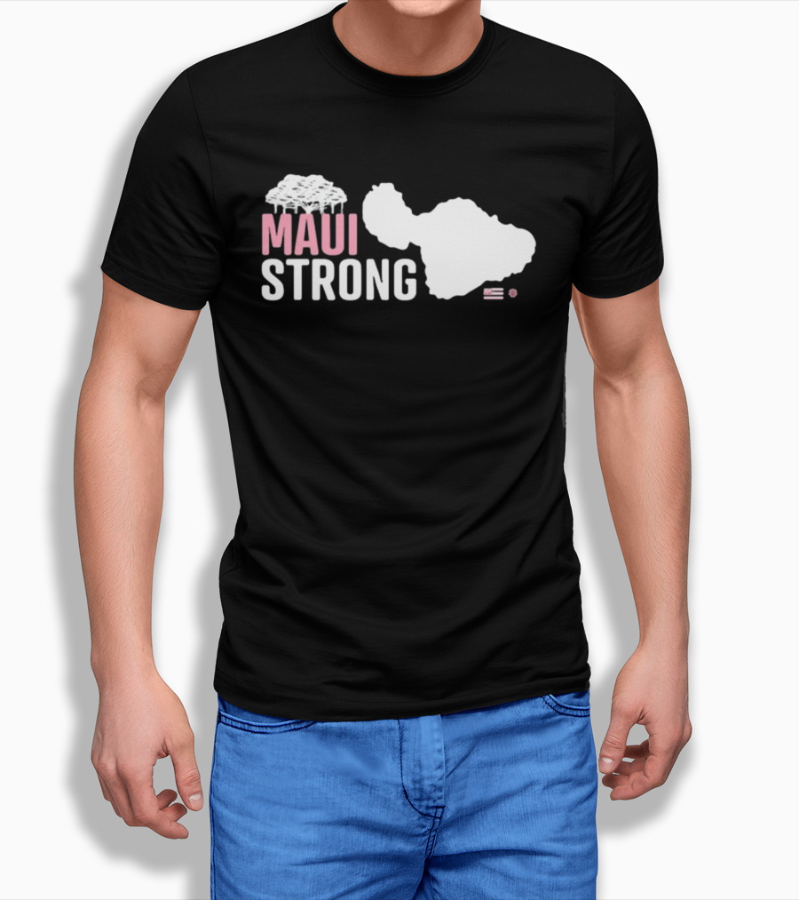Maui Strong Relief Hawaiian Island Map With Flag T-Shirt