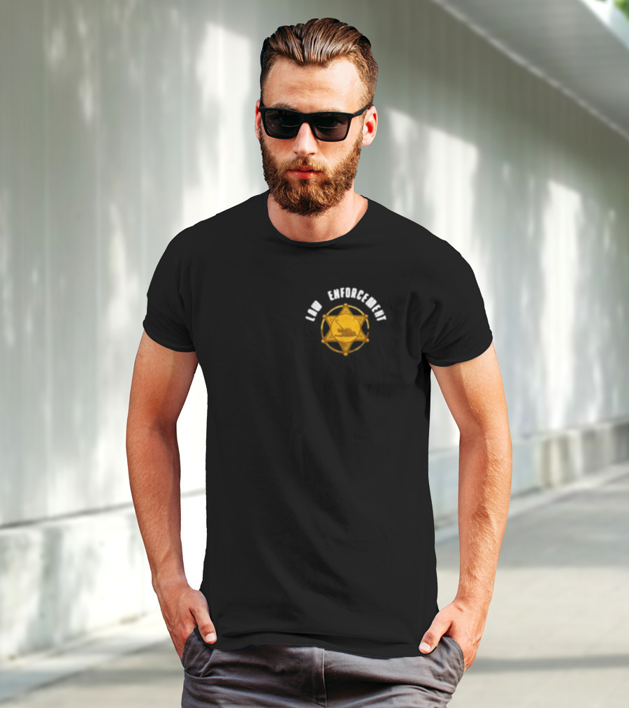 Middleclassfancy Lawn Enforcement Badge With Gold Star And Tractor T-Shirt