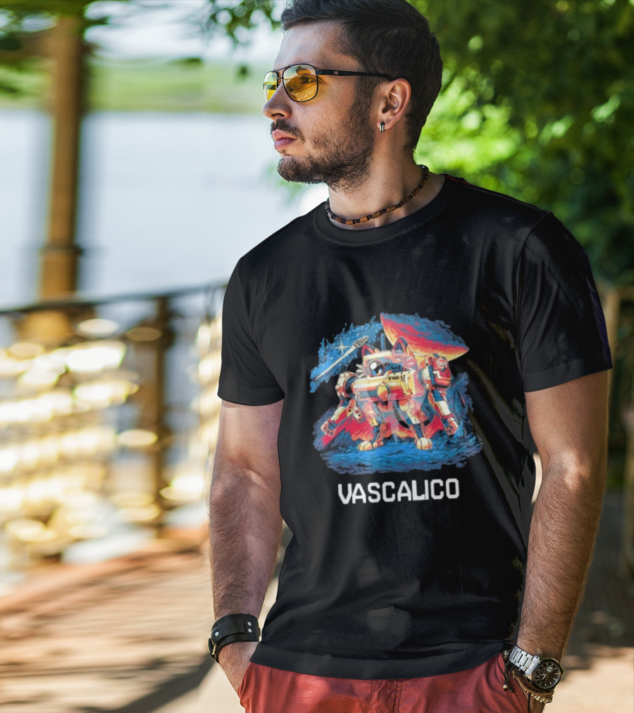 Quakecon + Dallas Pets Alive Vascalico Cat Mech In Cosmic Landscape T-Shirt