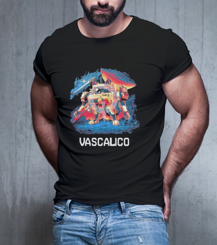 Quakecon + Dallas Pets Alive Vascalico Cat Mech In Cosmic Landscape T-Shirt