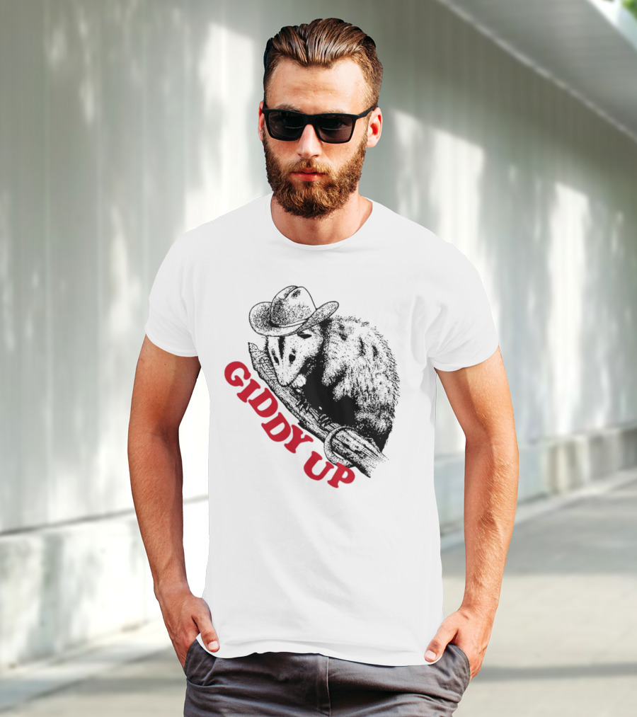 Giddy Up Cowboy Hat Opossum On Branch T-Shirt