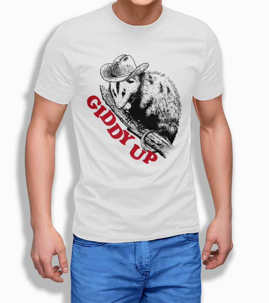 Giddy Up Cowboy Hat Opossum On Branch T-Shirt