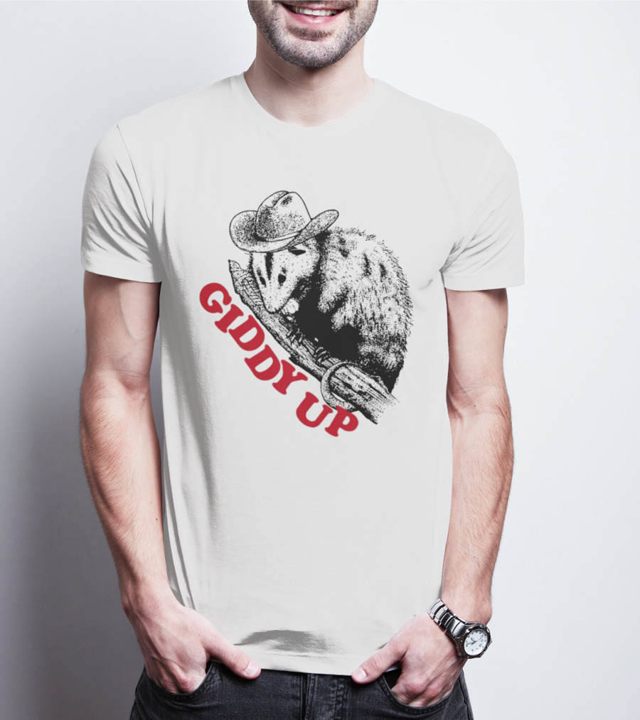 Giddy Up Cowboy Hat Opossum On Branch T-Shirt