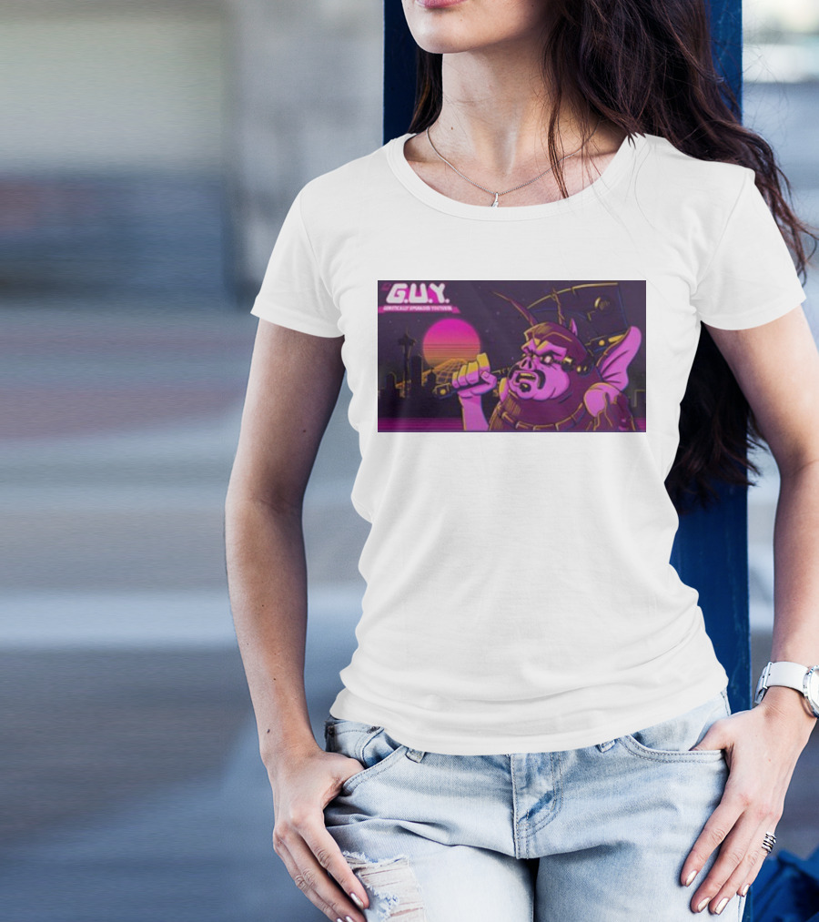 Gundamishere G.U.Y. Generically Upgraded New Retro Sci-Fi Neon T-Shirt