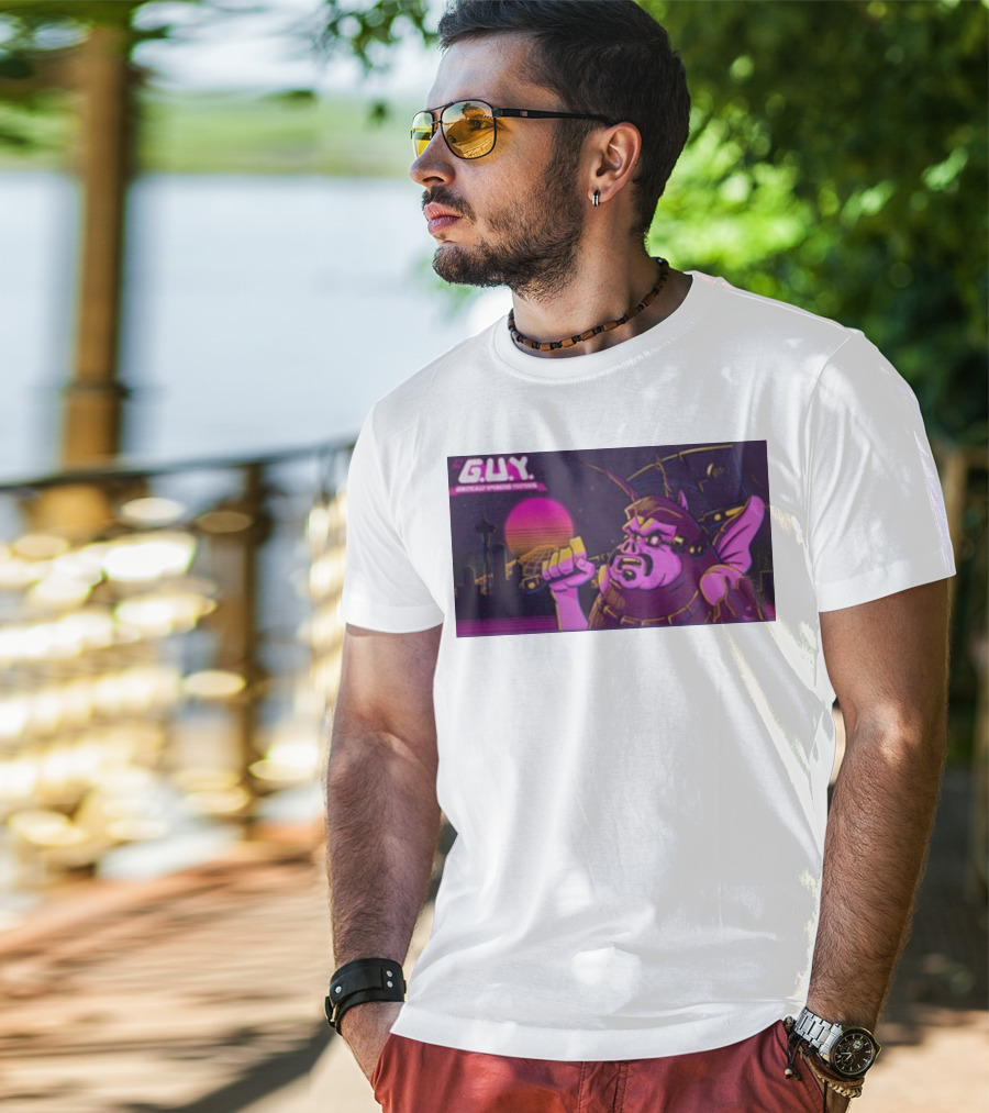 Gundamishere G.U.Y. Generically Upgraded New Retro Sci-Fi Neon T-Shirt