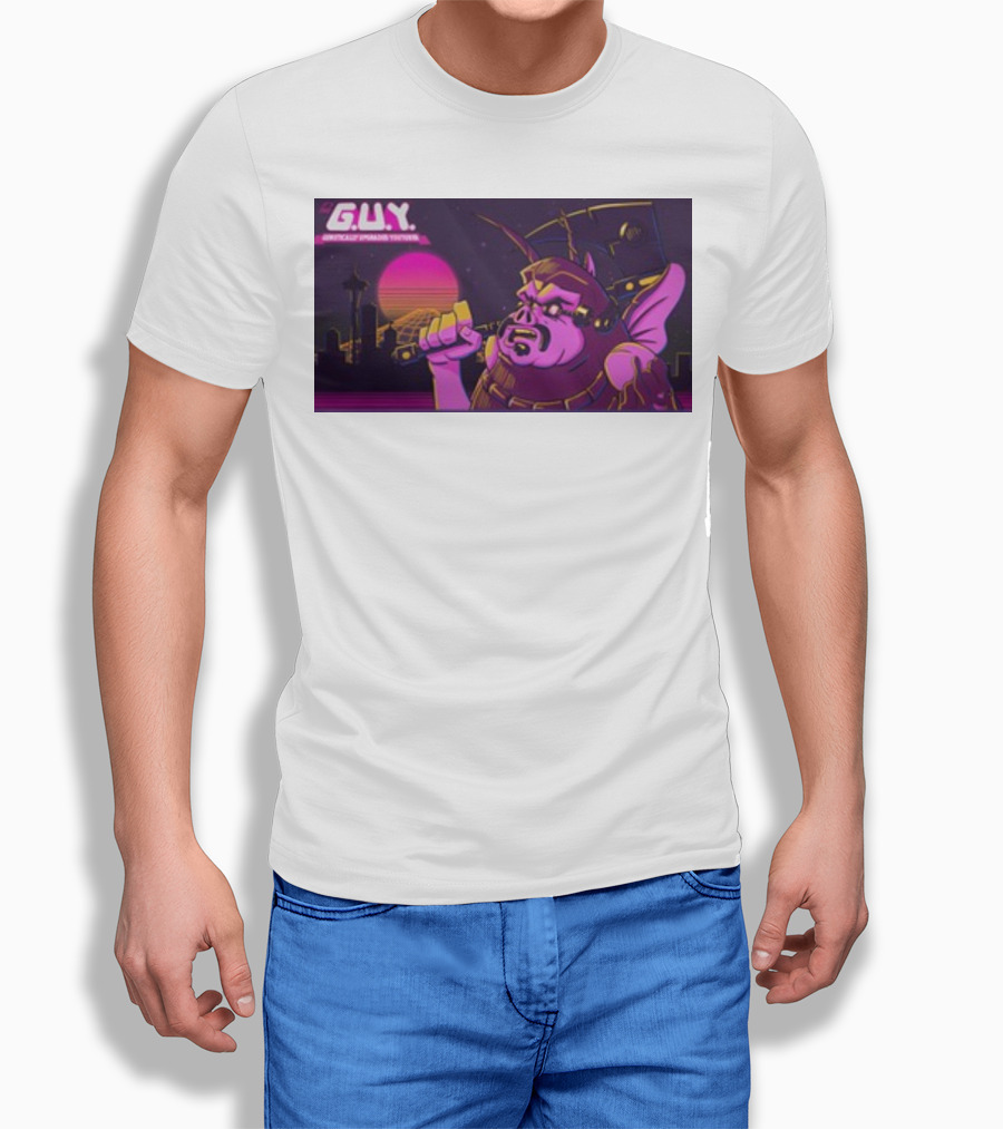 Gundamishere G.U.Y. Generically Upgraded New Retro Sci-Fi Neon T-Shirt