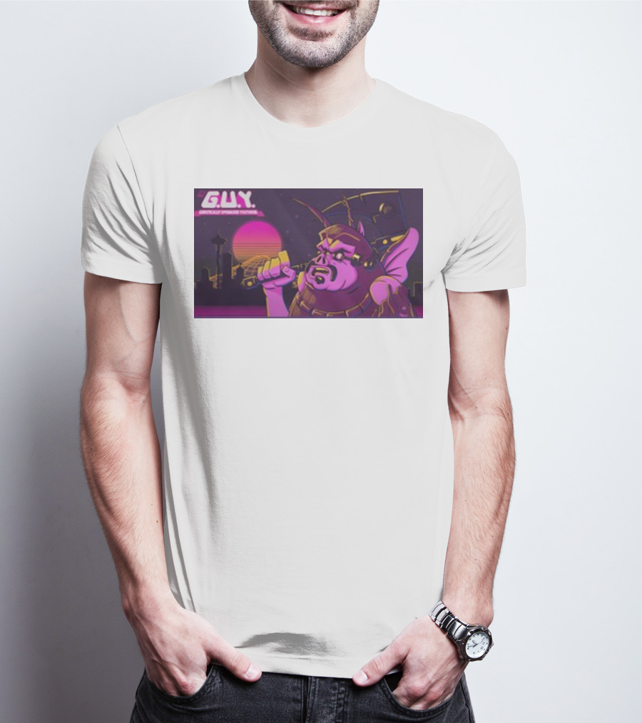 Gundamishere G.U.Y. Generically Upgraded New Retro Sci-Fi Neon T-Shirt